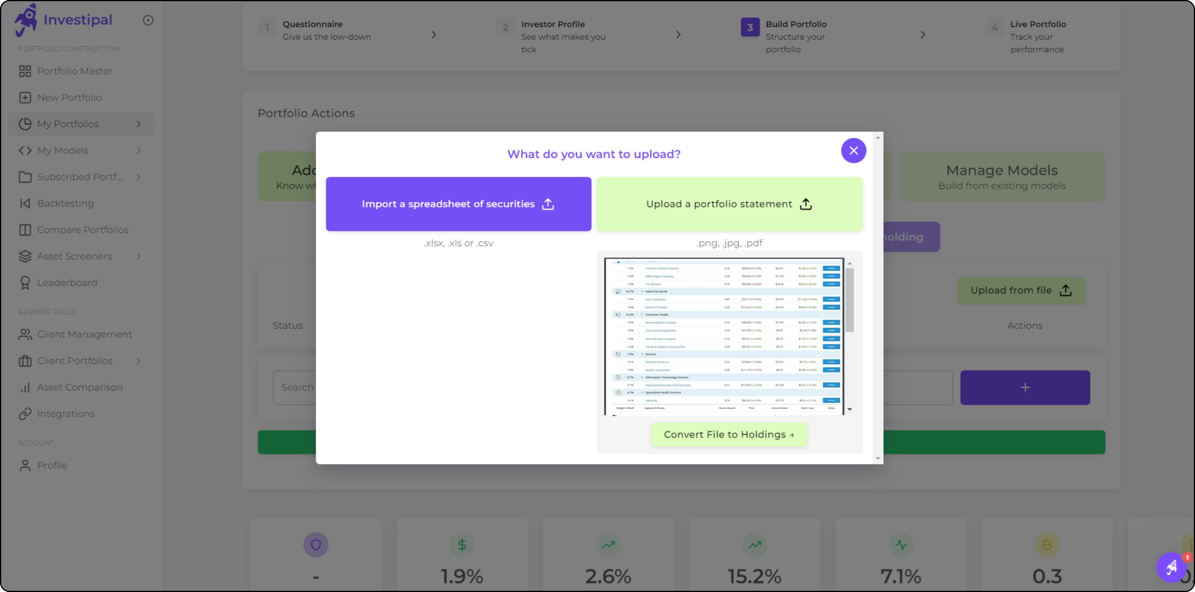 Investipal automated statement scanning