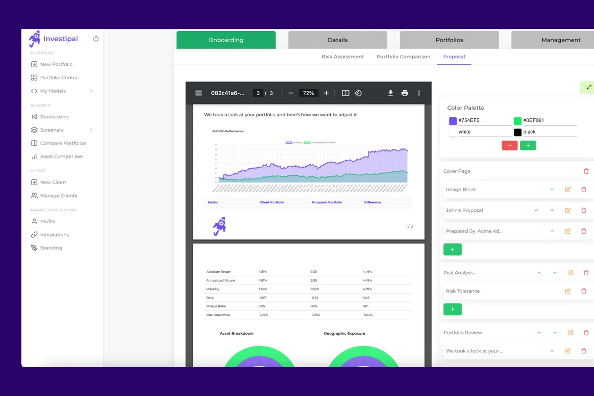 Automated investment proposal generator