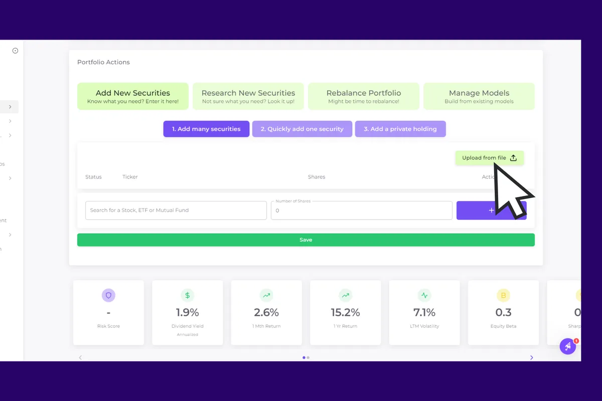 A software that lets you upload a brokerage statement for automated data extraction