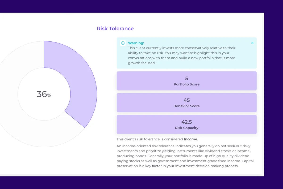 Risk tolerance report for financial advisor