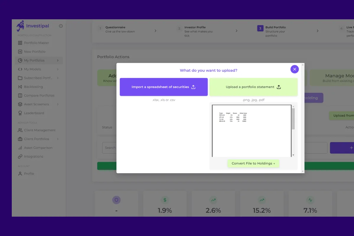 Review that the document is correct before importing into Investipal
