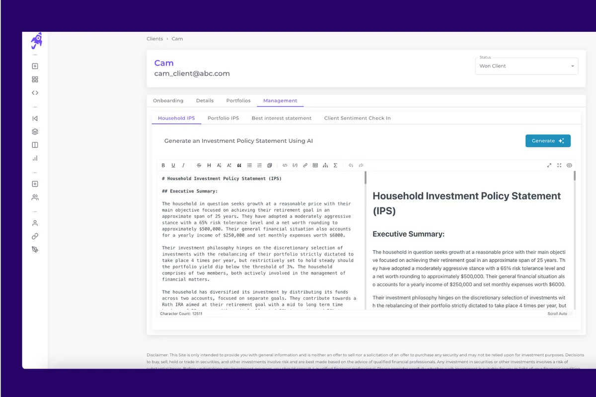AI Investment Policy Statement Generator
