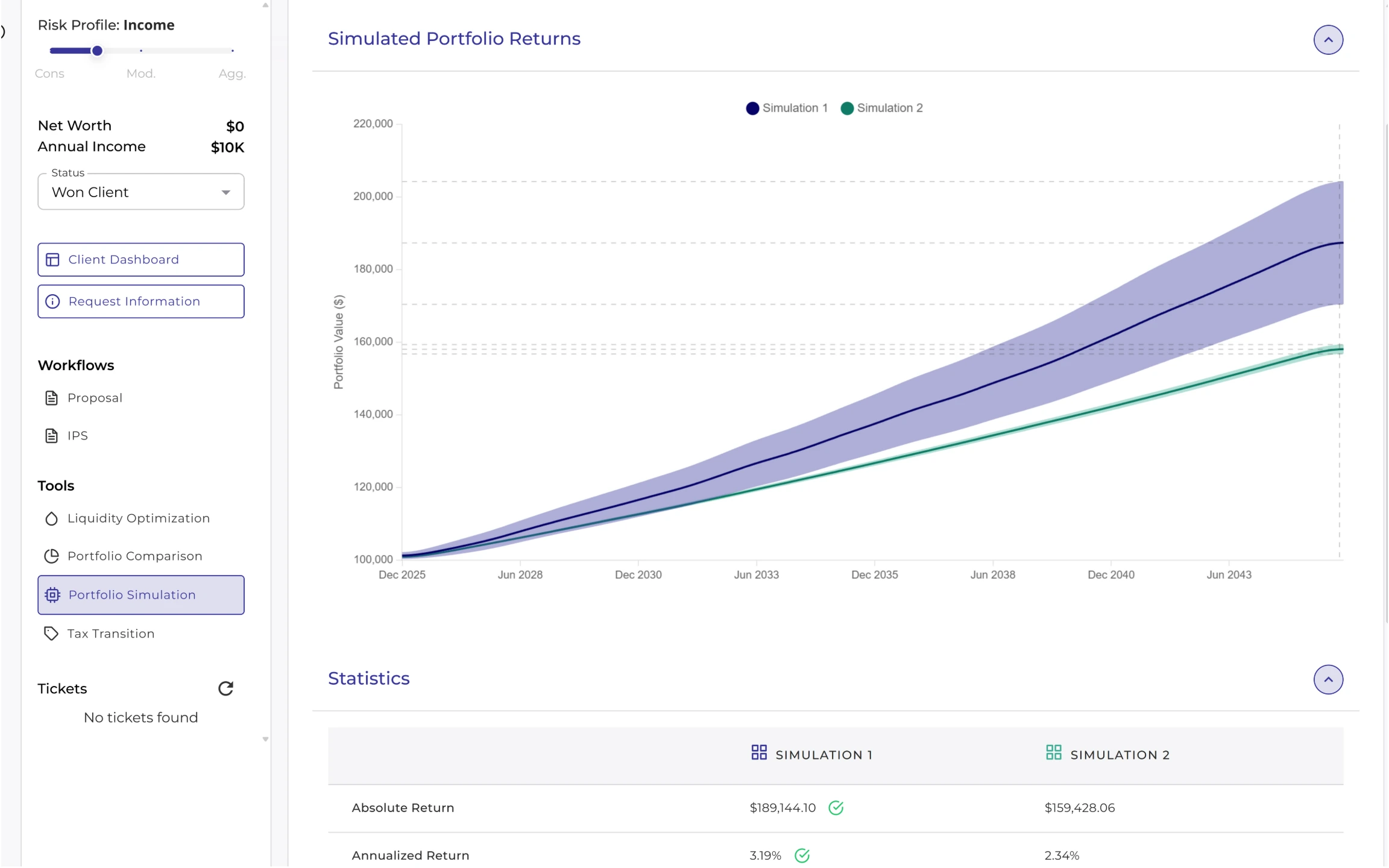 Annuity vs. portfolio comparison showing guaranteed income and market-based returns