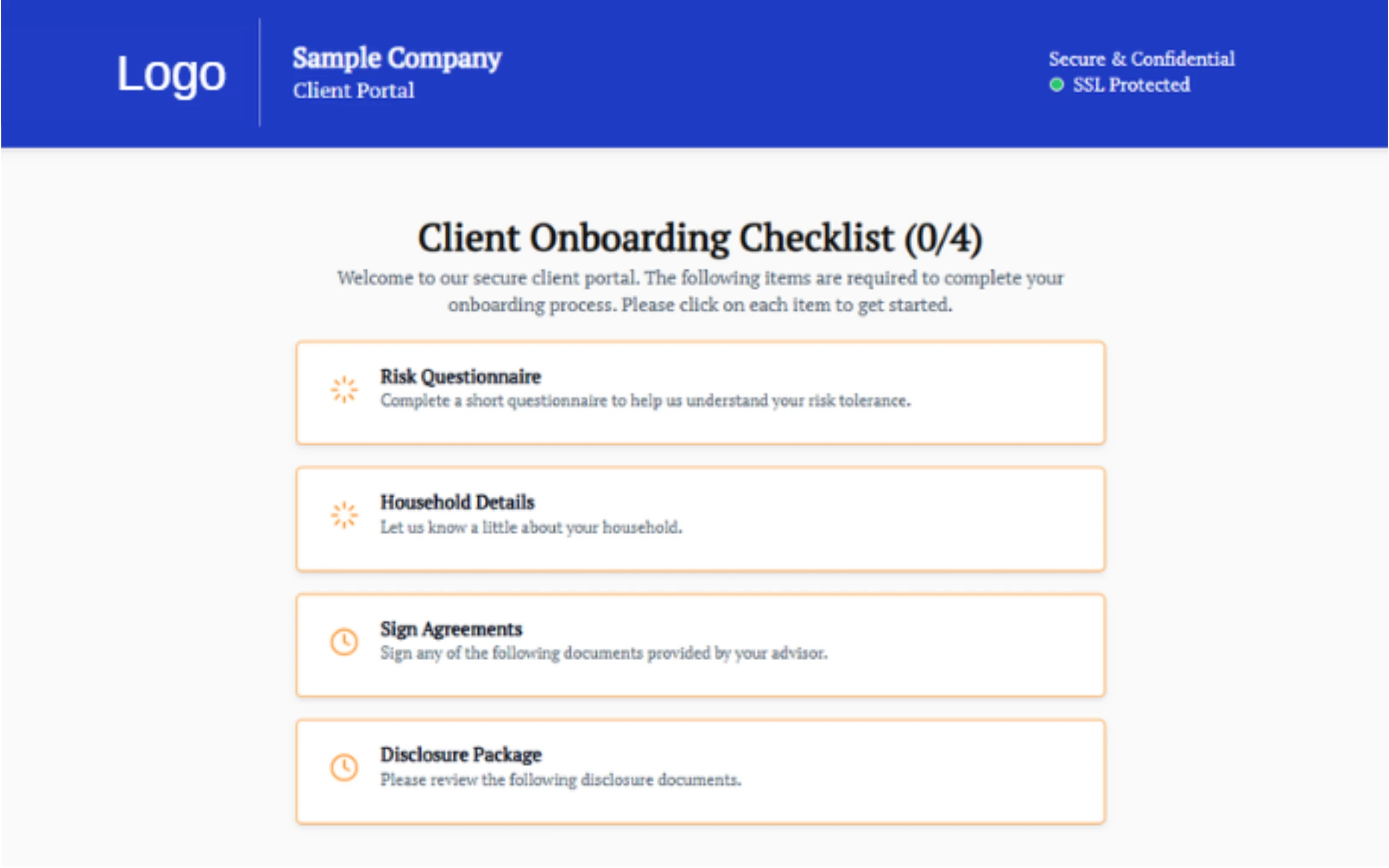 Client onboarding portal