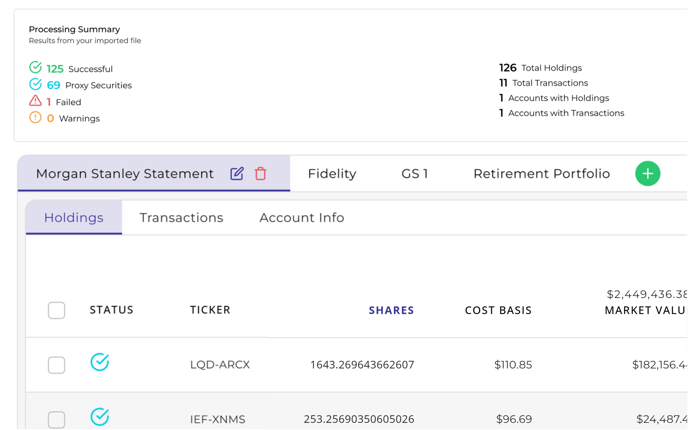 AI statement scanner extracting holdings