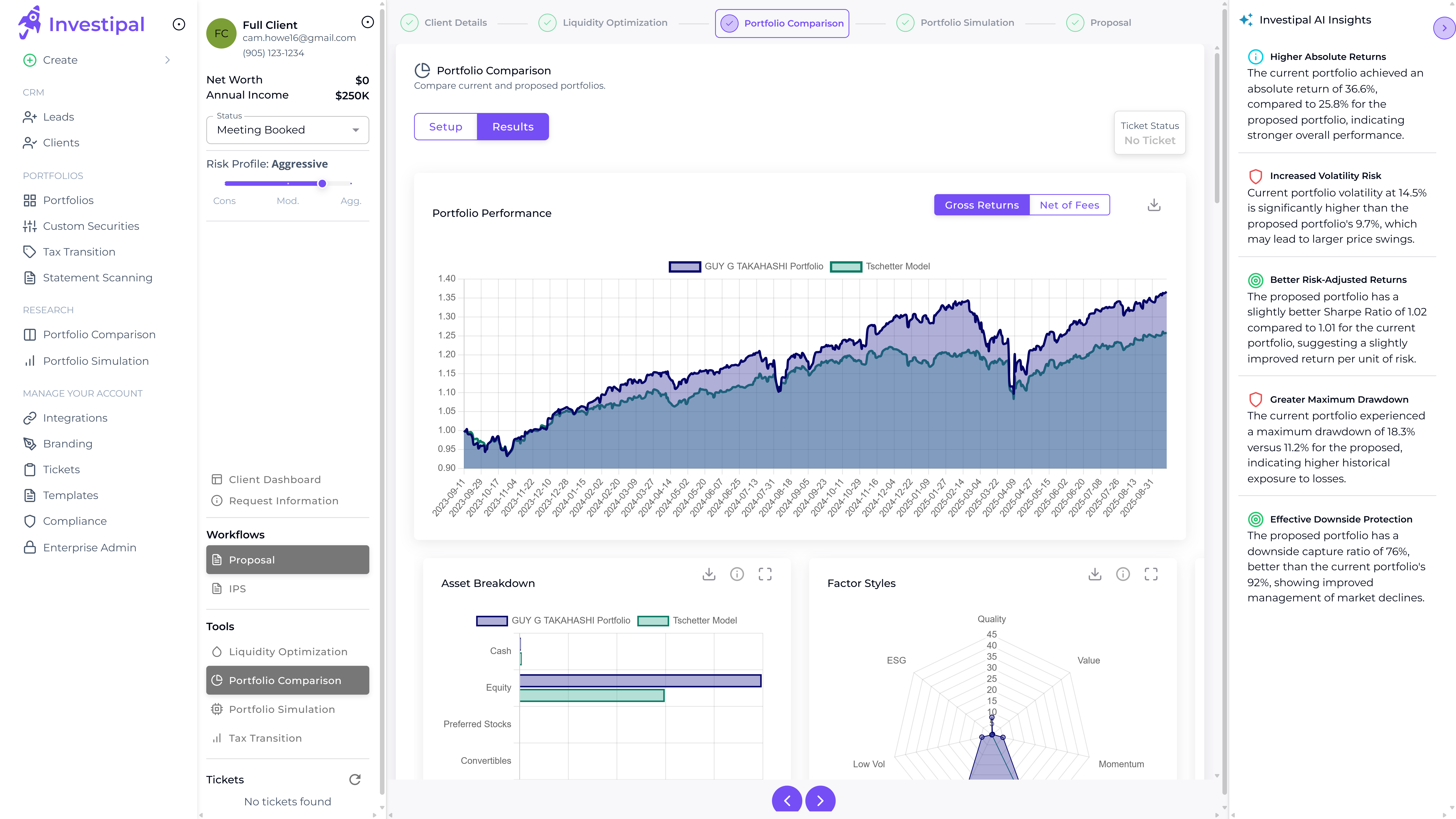 Investipal Portfolio Comparison - Compare current vs. proposed portfolios side-by-side